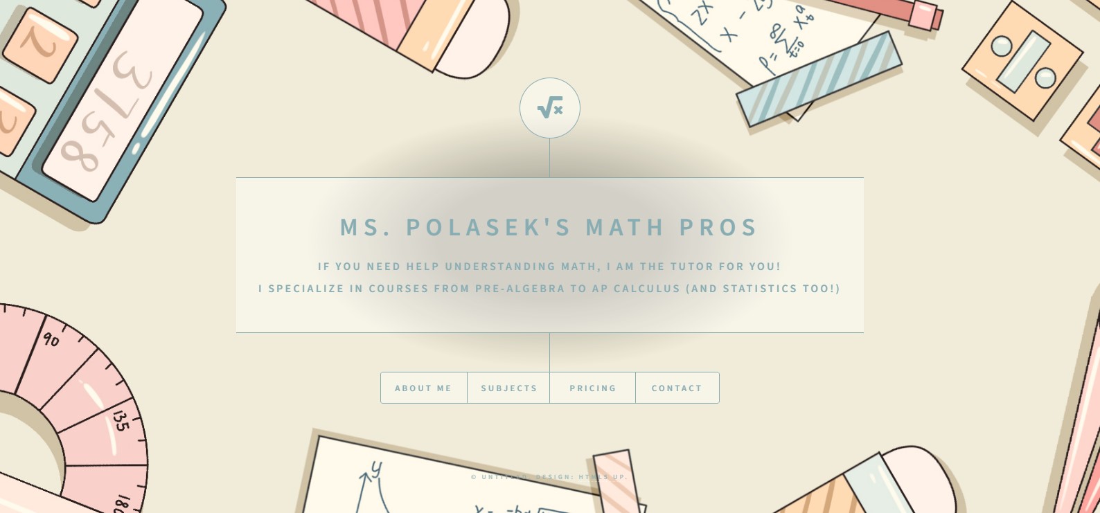 screenshot of tutoring website homepage